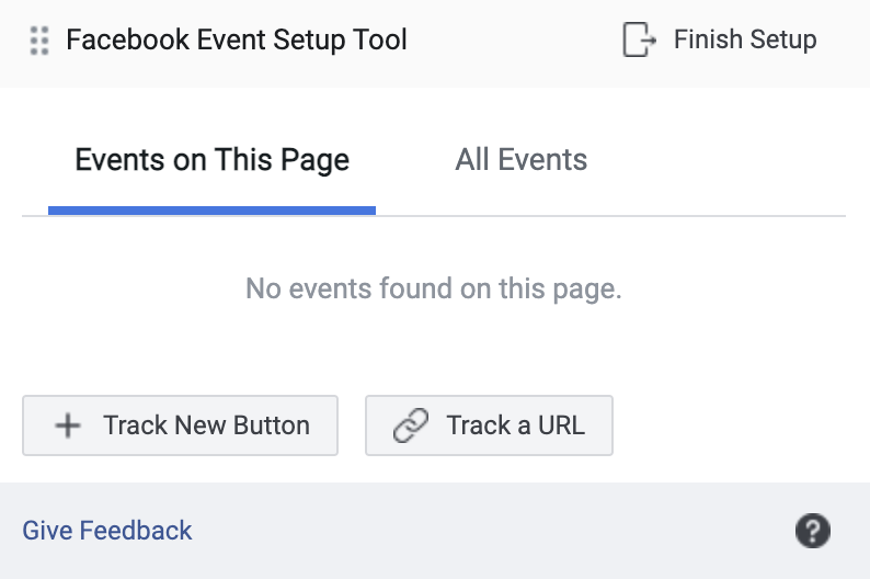 Facebook event setup tool options