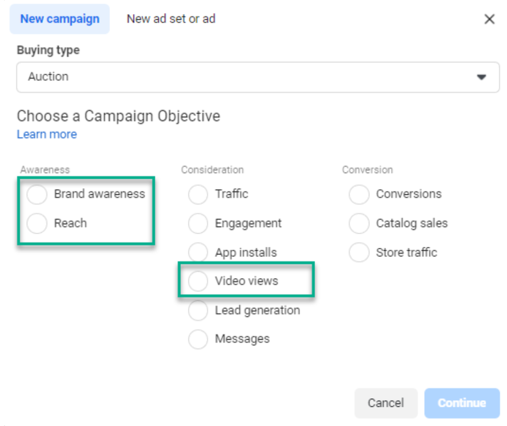 campaign objectives on facebook ads