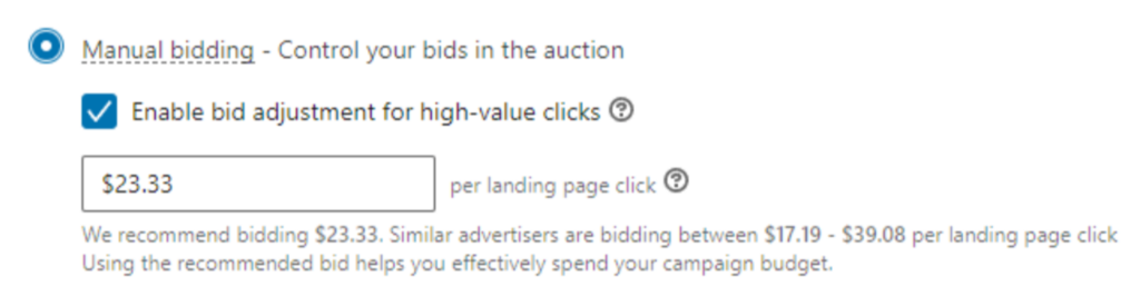 linkedin manual bidding